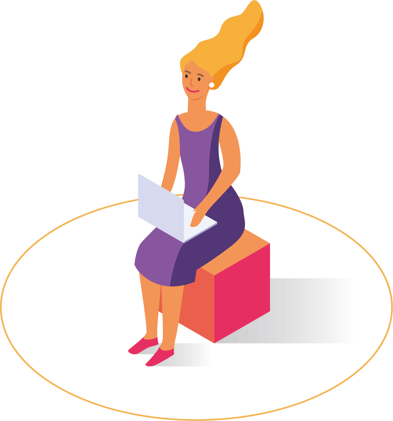 Woman-Sitting-with-Laptop-Illustration